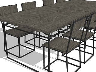 <em>工业风</em>餐桌椅su模型