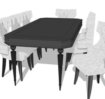 简欧餐桌椅su模型
