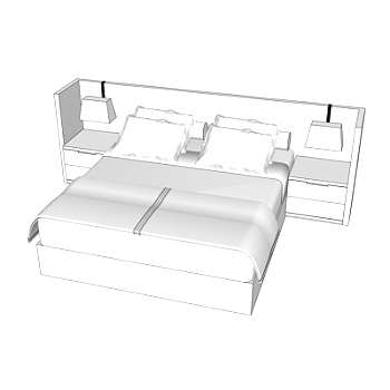 现代双人床su模型