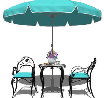 简欧户外休闲桌椅su模型