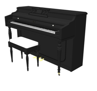 简欧一字钢琴su模型