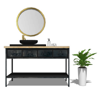 工业风洗手盆su模型