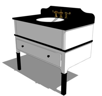 美式洗手盆su模型