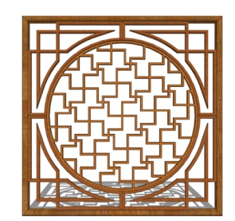 新中式窗花su模型