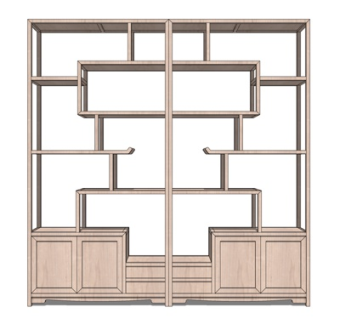 新中式博古架su模型