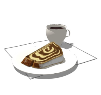 现代糕点饮料su模型