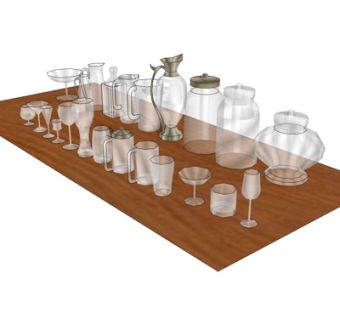 现代玻璃器皿su模型