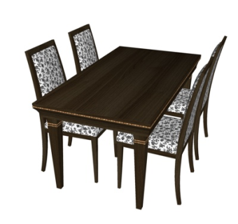 新中式餐桌椅su模型