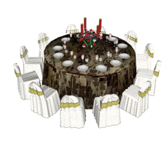 简欧餐桌椅su模型