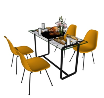 现代餐桌椅su模型