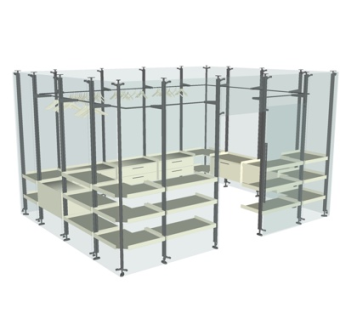 现代实木衣柜su模型