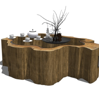 现代实木茶几su模型