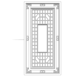 新中式花格门su模型