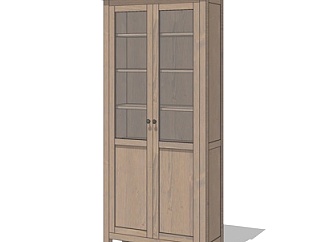 现代实木装饰柜su模型