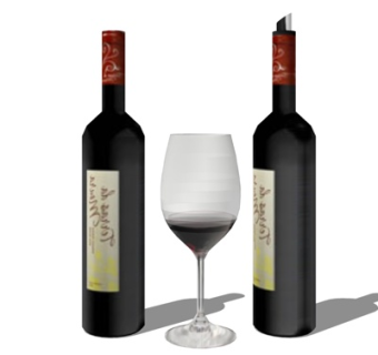 现代红酒su模型