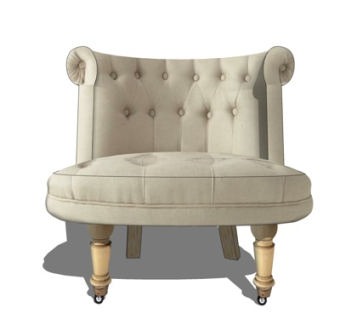 欧式布艺单人沙发su模型