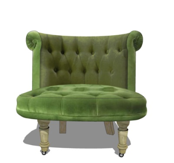 欧式布艺单人沙发su模型