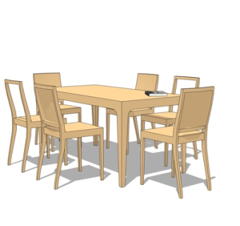 现代实木餐桌椅su模型