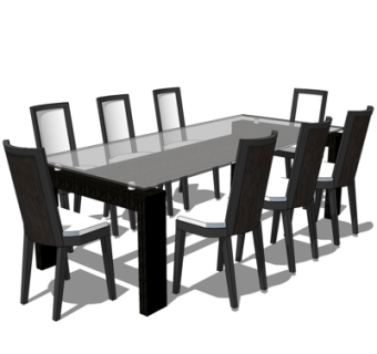 现代餐桌椅su模型