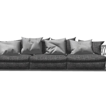 现代布艺多人沙发su模型