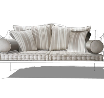 简欧布艺双人沙发su模型