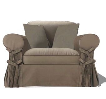 欧式布艺单人沙发su模型