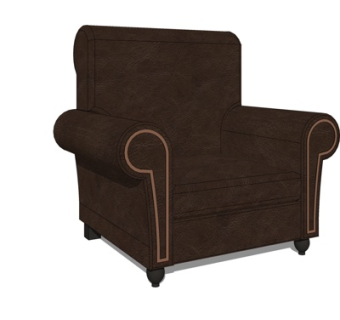 现代皮革单人沙发su模型