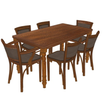 美式实木餐桌椅su模型