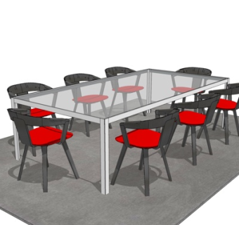 现代餐桌椅su模型