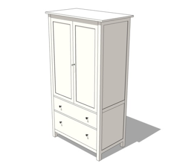 现代实木衣柜su模型