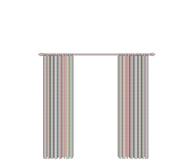 现代布艺窗帘su模型