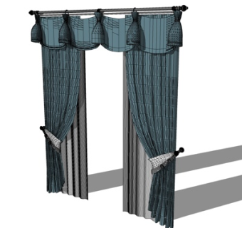 现代布艺窗帘su模型
