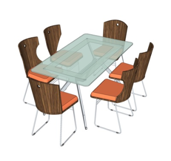 现代餐桌椅su模型