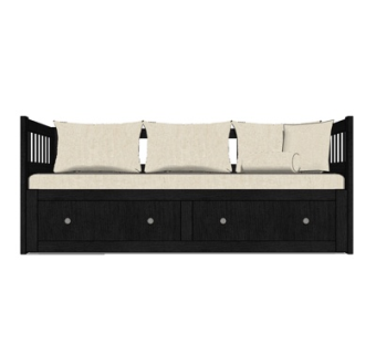 新中式实木多人沙发su模型