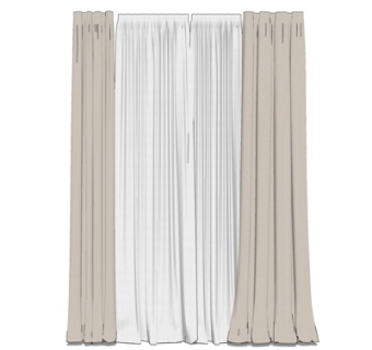 现代布艺窗帘su模型