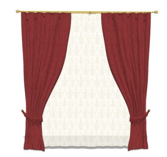 现代布艺窗帘su模型