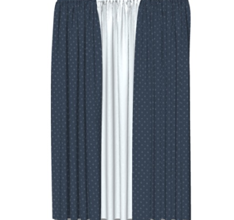 现代布艺窗帘su模型