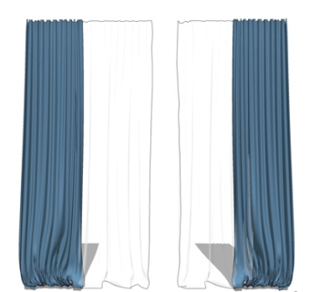 现代布艺窗帘su模型