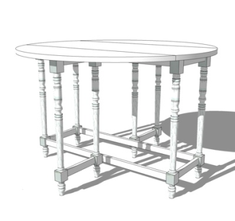 现代实木圆形餐桌su模型