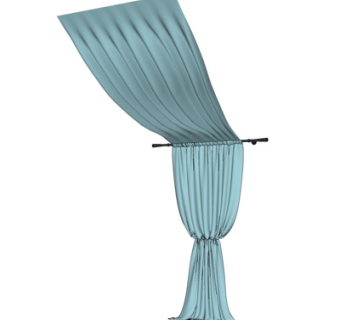 现代布艺窗帘su模型