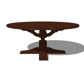 现代实木圆形餐桌su模型
