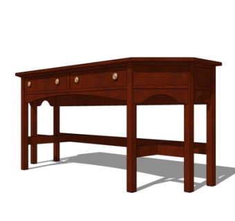 现代实木书桌su模型