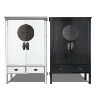 新中式实木衣柜su模型