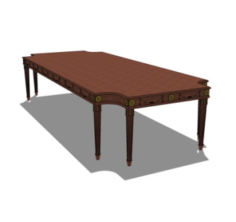 欧式实木复古餐桌su模型