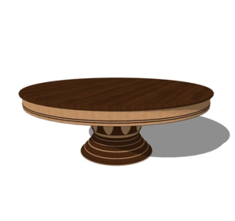 现代实木圆形餐桌su模型