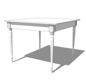 现代实木餐桌su模型