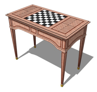 美式实木书桌su模型