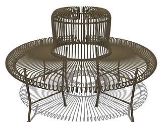 现代铁艺公用椅su模型