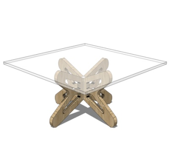 现代玻璃餐桌su模型