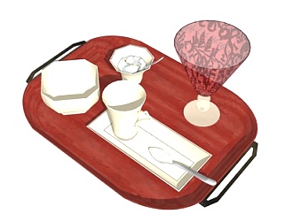 现代茶壶茶具su模型